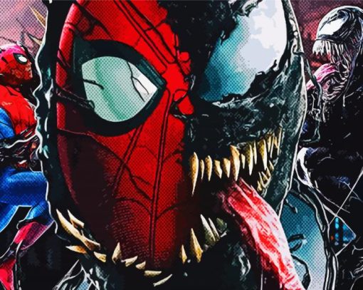 Aesthetic Spider-Man with Venom paint by number