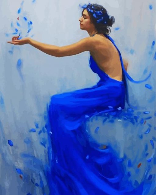 Woman With Blue Dress paint by numbers