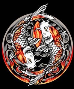 Aesthetic Ying Yang Koi paint by numbers