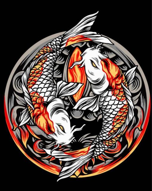 Aesthetic Ying Yang Koi paint by numbers