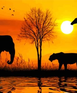 African Animals Sunset paint by numbers