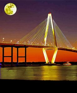 Arthur Ravenel Bridge At Night paint by numbers