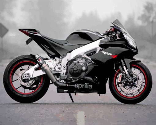 Black Aprilia Motorcycle paint by numbers