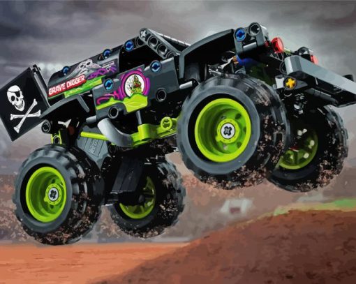 Black Monster Truck paint by number