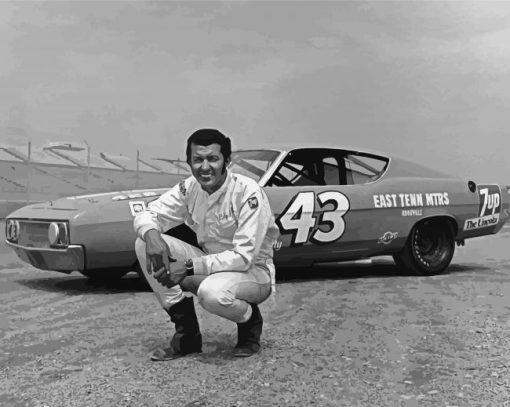 Black And White Richard Petty paint by numbers