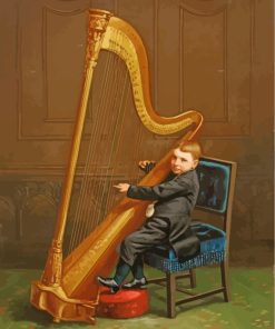 Boy Playing Harps Art paint by numbers