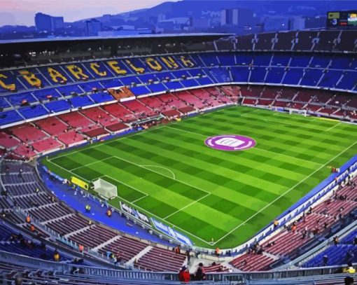 Camp Nou Stadium At Night paint by number