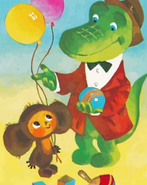 Cheburashka And The Crocodile paint by numbers