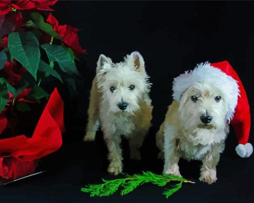 Christmas West highland Puppies paint by number