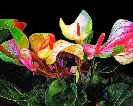 Colorful Artistic Lilies paint by number