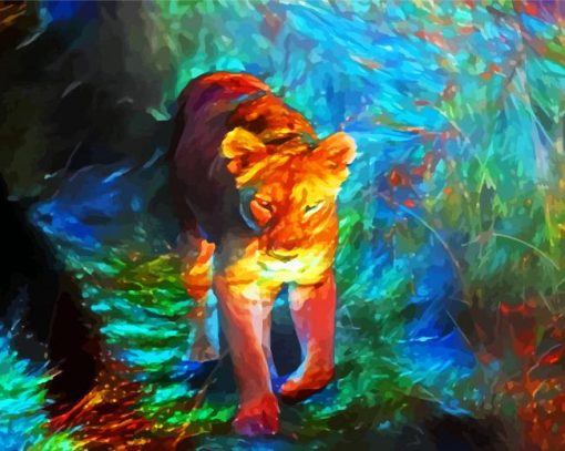 Colorful Lioness Animal paint by number