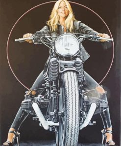 Cool Woman On Motorcycle paint by number