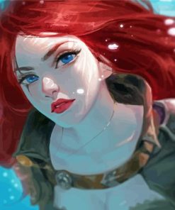 Cute Red Hair Woman In Water paint by numbers