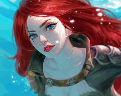 Cute Red Hair Woman In Water paint by numbers