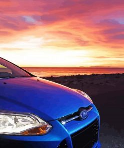 Ford Focus At Sunset Seascape paint by number