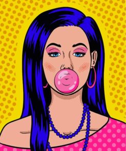 Girl With Bubble Gum Pop Art paint by numbers