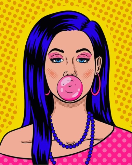 Girl With Bubble Gum Pop Art paint by numbers