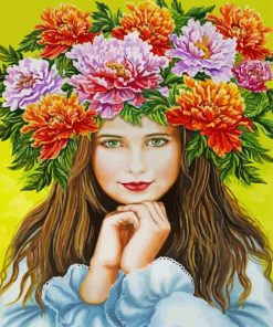 Gorgeous Floral Art Girl paint by numbers