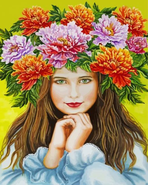 Gorgeous Floral Art Girl paint by numbers