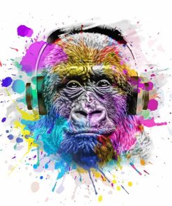 Gorilla Monkey Headphones paint by numbers