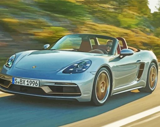 Grey Porsche Boxster paint by number