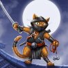 Japanese Ninja Cat paint by numbers