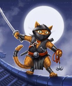 Japanese Ninja Cat paint by numbers