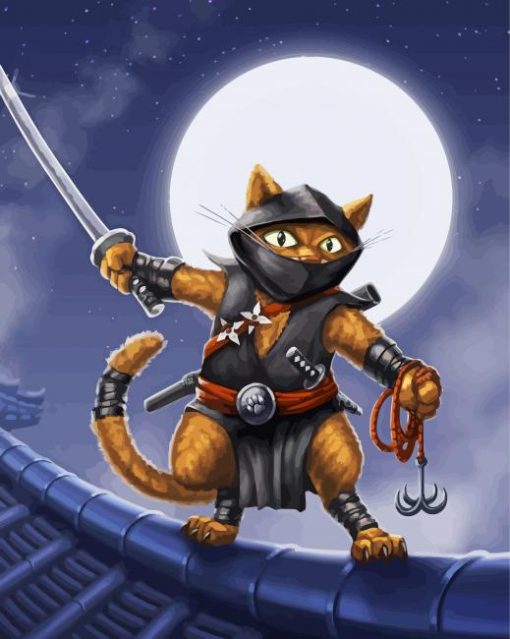 Japanese Ninja Cat paint by numbers