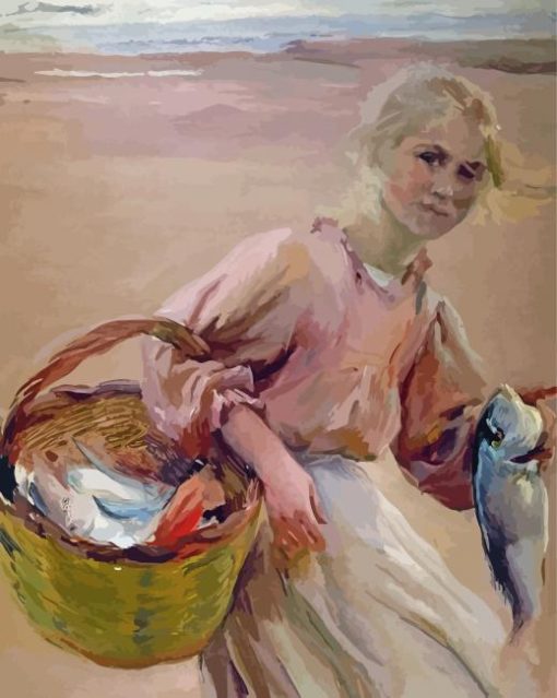 Little Fisherwoman Art paint by numbers