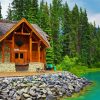 Log Cabin Nature Landscape paint by numbers