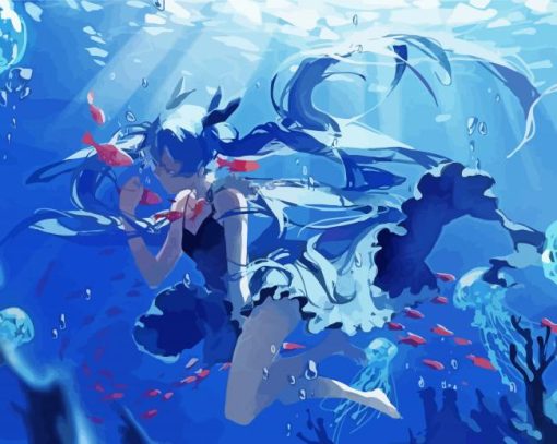 Miku Sea Girl paint by numbers