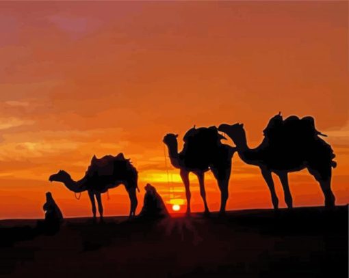 Moroccan Camel Tour Silhouette paint by number