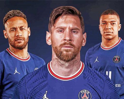 Neymar And Lionel And Mbappe paint by numbers