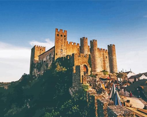 Obidos Castle paint by number