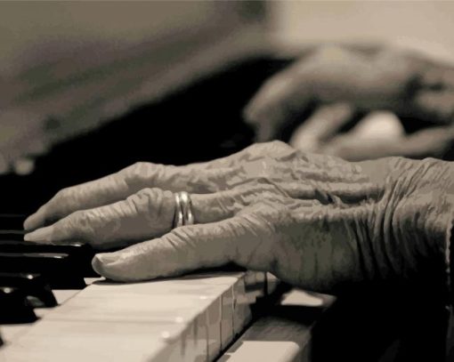 Black And White Piano Playing paint by number