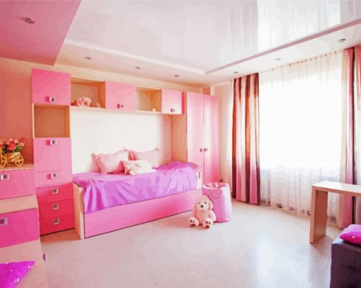 Pink Crown Color Kids Room paint by numbers