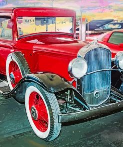 Red Vintage American Car paint by number