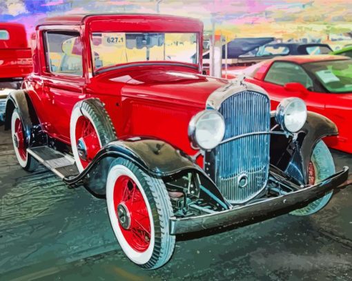 Red Vintage American Car paint by number