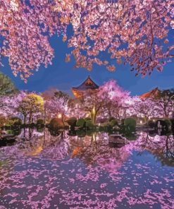 Sakura Garden At Night paint by numbers