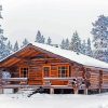 Snow Winter Log Cabin paint by numbers