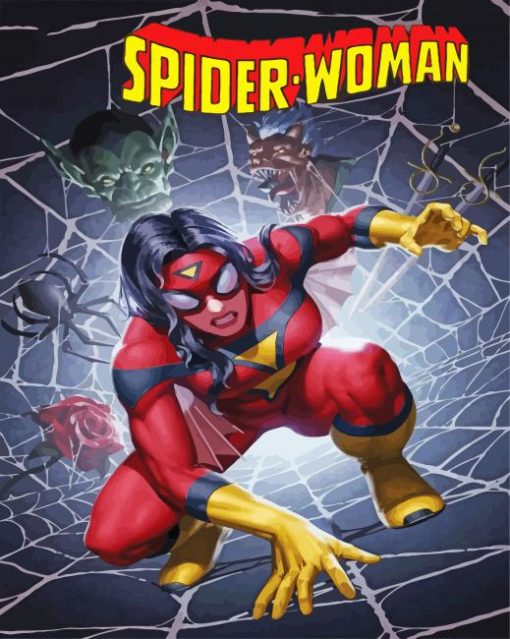 Spiderwoman Cartoon Poster paint by numbers