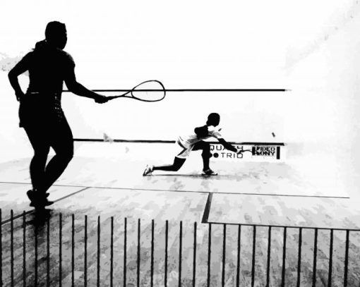 Squash Sport Players Silhouette paint by numbers