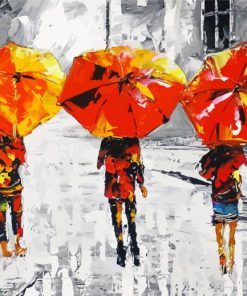 Three Women Walking In The Rain paint by number