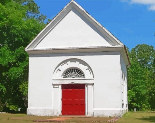 Vintage White Church paint by number