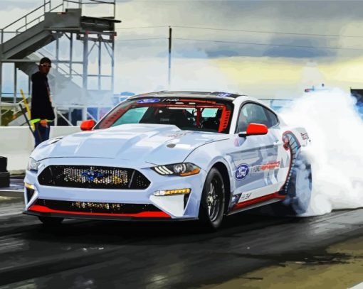 White Car Drag Racing paint by numbers