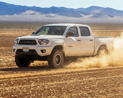 White Truck In Desert paint by numbers