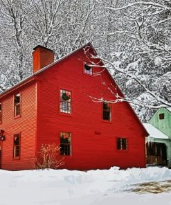 Winter Snow Saltbox House paint by numbers