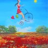 Woman Flying On Bike paint by numbers