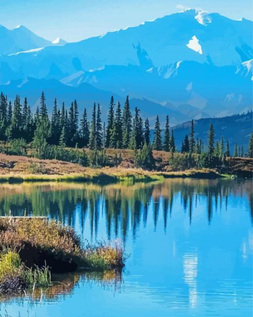 Wonder Lake Denali National Park Mountains paint by numbers