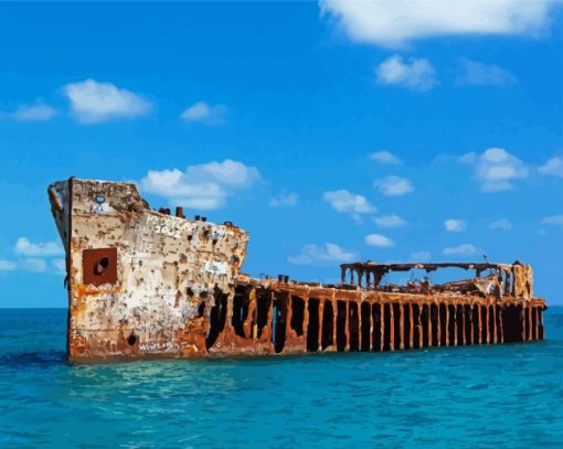 Wrack Ship In Sea paint by numbers